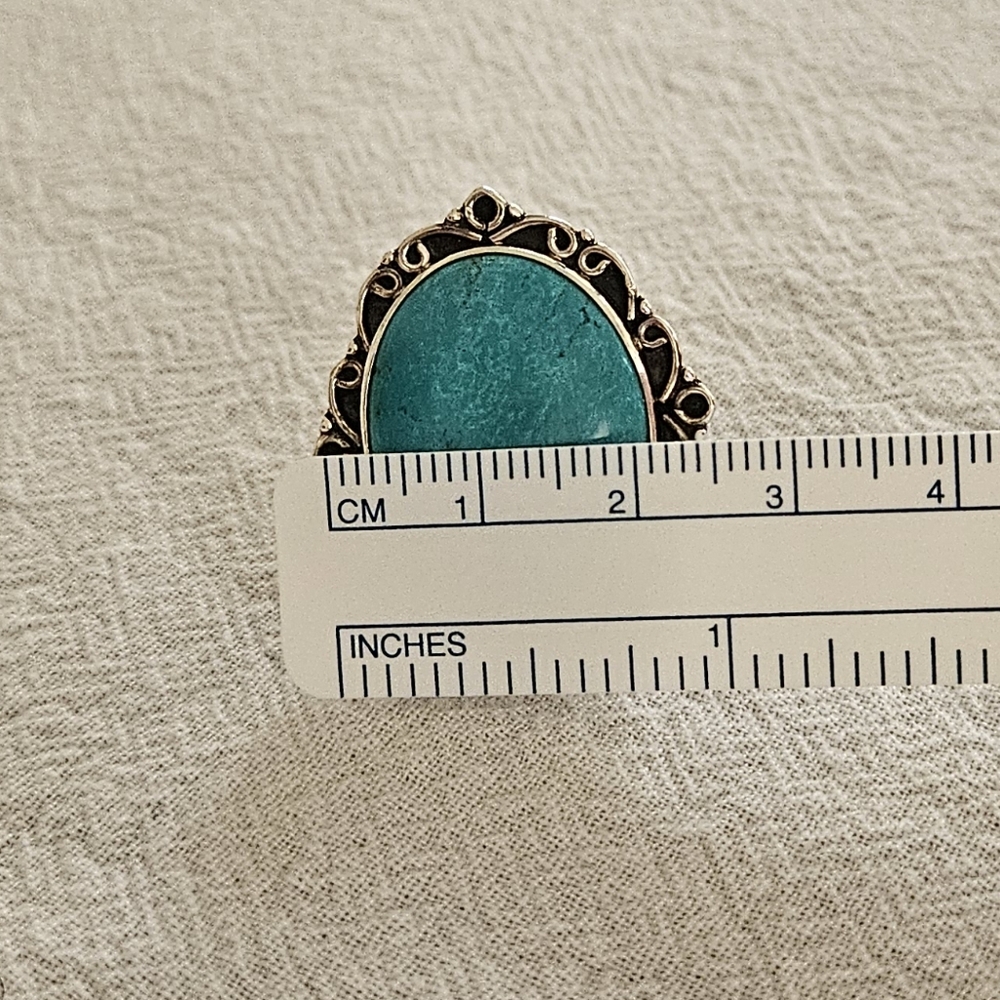 Artisan Turquoise Sterling Silver Ring Sz 7 TGW 13.7 - Picture 12 of 12